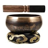 LABRIMP Tibetan Singing Bowl for Yoga and Meditation, Copper and Wood Material with Mallet and Bowl Pad, Multipurpose Sound Therapy Accessory to Help You Stay Peaceful and Calm