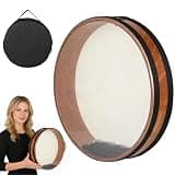 12 Inch Sheepskin Ocean Drum, Handcrafted Quality with Portable Bag, Gentle Wave Sounds for Yoga Meditation Beginners, Early Education, Party, Black