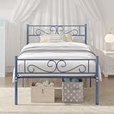 VECELO Twin Size Bed Frame with Headboard, 14 Inch Metal Platform Mattress Foundation, No Box Spring Needed, Squeak Resistant, Easy Assembly, Blue