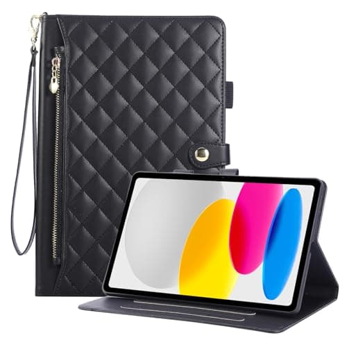Rosbtib Case for iPad (A16) 11 Generation 2025 11 Inch/iPad 10 Generation 2022 10.9 Inch, Wallet style PU leather tablet case with zip, Card Slot and Stand Function, Black