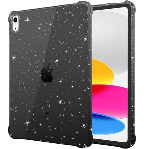 MOBIXX Clear Glitter Black Case for iPad (A16) 11th Generation 11 Inch 2025/ 10th Generation 10.9 Inch 2022, Slim Lightweight Shockproof TPU Protective Skin Cover with Raised Edge, Sparkly Back Bumper