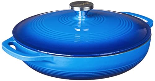 Lodge Essential Enamel Braiser 3.5 Quart - Refrigerator- & Oven-Safe up to 500° F - Heat-Retaining, Induction-Safe & PFAS-Free Enamel Cookware - Caribbean Blue