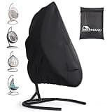 Patio Egg Chair Cover with Zipper and Air Vent, Mrrihand 420D Heavy Duty Outdoor Chair Cover Waterproof, Hanging Swing Chair Cover, 74.8”H x 45.3”W, Black, 1 Pack