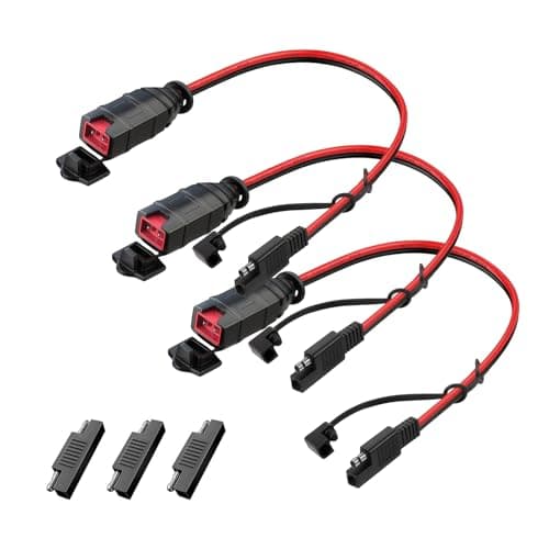 Shkalacar SAE Battery Connector Cable SAE Extension Cord Adapter Cable with 14AWG Wire Polarity Reverse Adapter Watertight Heavy Duty for Chargers Motorcycle Car (3 Pack)