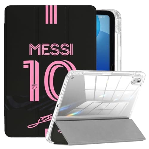 ZERMU for iPad (A16) 11th/10th Generation 11"/10.9" (2025/2022) Case, Crystal Clear Mess%i Back #10 Miam%i Argentina Soccer Shockproof Cover [Auto Sleep/Wake] with Pencil Holder, Multi-Angle KickStand