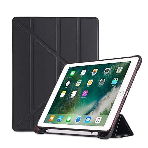 Universal Tablet Holster Lmy Multi-Folding Shockproof TPU Protective Case for iPad 9.7 (2018) / 9.7 (2017) / air / air2, with Holder & Pen Slot(Black) (Color : Black)