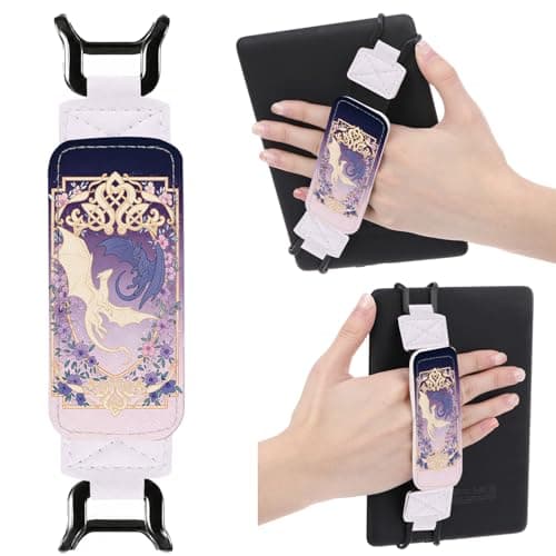 Berirexrion Hand Strap Accessories for Kindle - Fantasy Purple Dragon Finger Grip for 6-8" Paperwhite 11th/12th Generation/Kobo/Sony/Lenovo Ereaders E-Book Tablet High Elasticity Holder for Reading