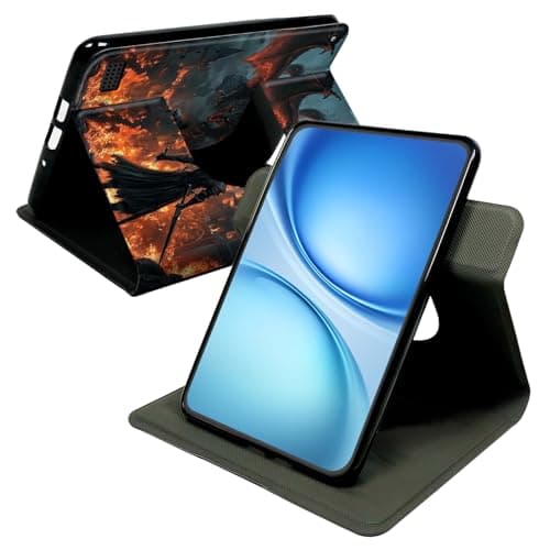 Cdkfxjy Case for Fire 7 5th/7th/9th (2015/2017/2019), 360° Rotating Stand Cover with Auto Wake Sleep, Premium PU Leather Folio Protective Shell,Knight and Dark Dragon