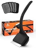 MEKER Grill Brush Bristle Free, Grill Cleaner Brush with 5 BBQ Replacement Head for Cast Iron, Stainless Steel Grates, Safe Grill Scraper Outdoor BBQ Grill, Black