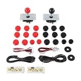 Tgoon 2 Player LED DIY Kit , Removable Ball DIY Joystick Dust Proof Washer Red and Black for Leisure