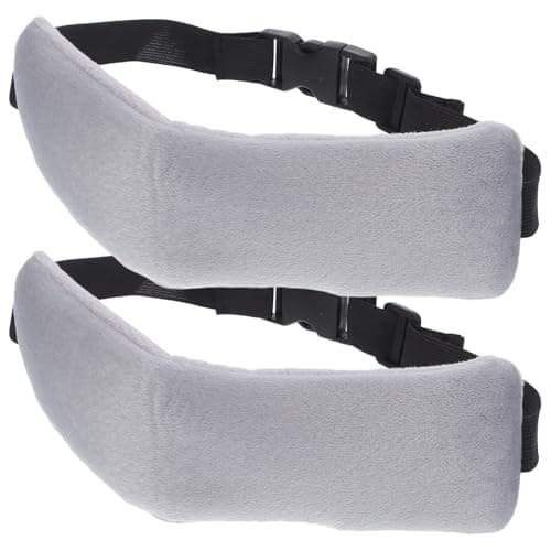 Parliky Travel Head Support Strap 2pcs for Airplane and Car, Ergonomic Headrest Band for Sleep and Neck Support, Adjustable Gray Travel Sleep Pillow Accessory