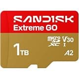 SANDISK 1TB Extreme GO UHS-I microSDXC Card - 5K & 4K UHD Video, 240MB/s Reading, 160MB/s Write, A2, U3, V30, High Speed for Android, Action Camera and Games