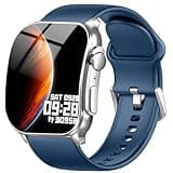 Smart Watch, 2.01" AMOLED Curved HD Full Touch Screen, Compatible with iOS & Android for Daily Workout Business Gift, Fitness Tracker with 24/7 Heart Rate/Sleep Monitor, IP68 Waterproof Watch Blue