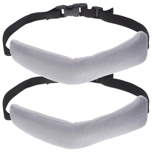 INOOMP Airplane Head Strap and Ergonomic Neck Pillow Travel Support, Adjustable Gray Headrest Strap for Sleeping on Plane and Car, 2pcs Travel Sleep Accessories for Adults