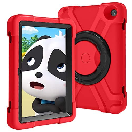 Case for Amazon Fire HD 8 2020/2022，Rugged Kids Case with Stand Lightweight Shockproof KidsTablet Cover (Red and Black)