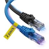 Ultra Clarity Cables 10Gbps Cat 6 Ethernet Cable 6 Ft 2 Pack, Blue & Black