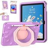 Kids Case for iPad (A16) 11th/10th Gen 11''/10.9'', 360 Degree Rotating Stand, Pencil Holder, Fully-Body Rugged Heavy Duty Shockproof Case,Kiddie Case Shockproof Cover(Purple)
