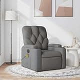 KHNLGFR Massage Recliner Chair Dark Gray Fabric with 6 Vibration Massage Points, 5 Modes, Adjustable Backrest and Footrest, Cup Holders and Side Pocket for Living Room