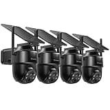 GALAYOU 2K Security Cameras Wireless Outdoor-360° PTZ Cameras for Home Security with Solar Panel Battery Powered, Night Vision, Two-Way Audio, PIR Sensor, Works with Alexa, R1 4P Black (2.4Ghz Only)