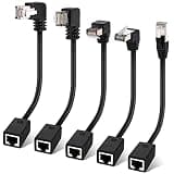 Cat 6 Ethernet Extension Cable 5 Pack，Multiple Angles（UP/Down/Left/Right/Straight）, Cat6 RJ45 Network LAN Patch Cord Adapter, FTP Shielded Male to Female Connector, Supports CAT5E/CAT5-0.6 Feet
