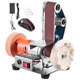 VEVOR 3-in-1 Mini Belt Sander, 13" x 1.2" Sanding Belt, 2.75" Grinding & Polishing Wheel Combo, 7-Speed Adjustable with Forward/Reverse Control for Woodworking, Jewelry Making, Knife Sharpening