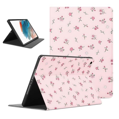 Pink Roses Pattern Tablet Case for Apple iPad Air (2020)(Apple iPad Air 4) 10.9'', Flowers Print Pattern Design Cover for Boy Girl, Protective Funda Flip PU Leather Pick Cases Adjustable