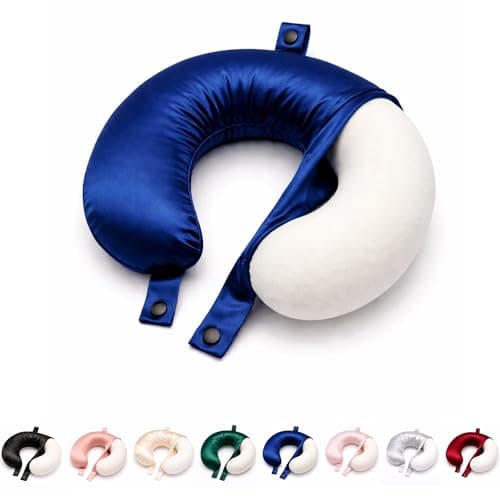 ROSEWARD 100% Mulberry Silk Travel Neck Pillow Replacement Cover Only, Highest 6A Grade 22 Momme Silk Travel Neck Pillow Removable Cover, USA Made