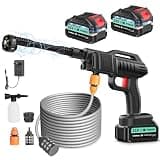 Cordless Portable Washer, 100Bar/1450 PSI Handheld Washer with Foam Pot, Cleaner with 5m Elastic Hose, 6-in-1 Nozzle, Battery Operated Washer for Car Home Outdoor Patio Garden