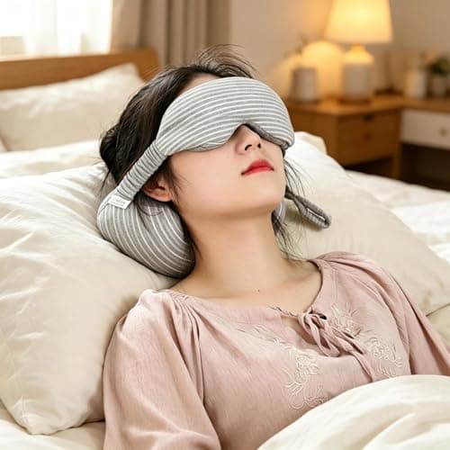 Aufmer Memory Foam Pillow and Eye Mask Combo, Portable Travel Neck Pillow with Shade Sleep Eye Mask, Soft Comfortable Nap Pillows Sleep Masks for Office Airplane high-Speed Trains Car Rest