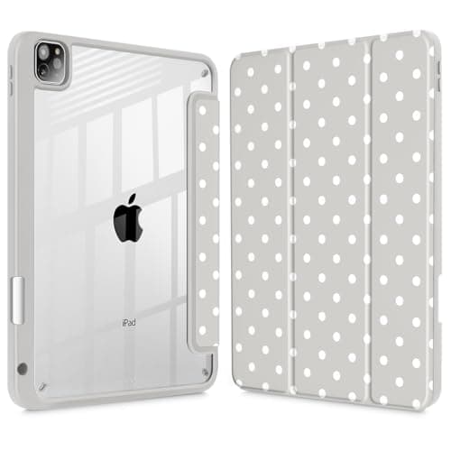 Tuiklol for iPad Pro 12.9 Inch 6th/5th/4th/3rd Generation 2022 2021 2020 2018 Case,Built-in Pencil Holder Clear Transparent Protective Back Shell Cover with Auto Sleep/Wake, Spot-Grey