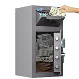 3.07 Cuft Home Safe Cabinet Safes Fireproof Safe, Fire & Waterproof Large Security Safe with Keypad, Fingerprint & Spare Keys, Anti-Theft Fire Proof Safe for Document Money Valuables (A)