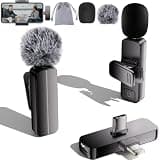 Bulatry 2-Pack Wireless Mini Lavalier Lapel Microphone for iPhone,Android Phone(2 in 1) - 65ft Cordless Clip on Dual Mics with Noise Reduction 6H Working Time for Video Recording Vlogging, YouTube