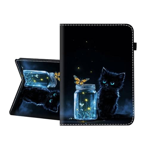 CICPLKSE Case for Samsung Galaxy Tab A 9.7 inch 2015 Model (SM-T550/T555C),Premium PU Leather Cover with Auto Sleep Wake,Blue Eye Cat Butterfly