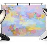 Blue Purple Oil Painting Backdrop 12x8ft Fantasy Gradient Vintage Photography Backdrop Fabric Photoshoot Background Tapestry Banner for Birthday Baby Shower Decoration Party Video Photo Studio Props