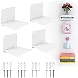 Fentec Invisible Floating Bookshelf, Wall Mounted Floating Bookshelves Heavy-Duty Book Organizers Hidden Book Shelf Metal Shelves Holder for Books Storage Bedroom Living Room Home Office, 4-Pack White
