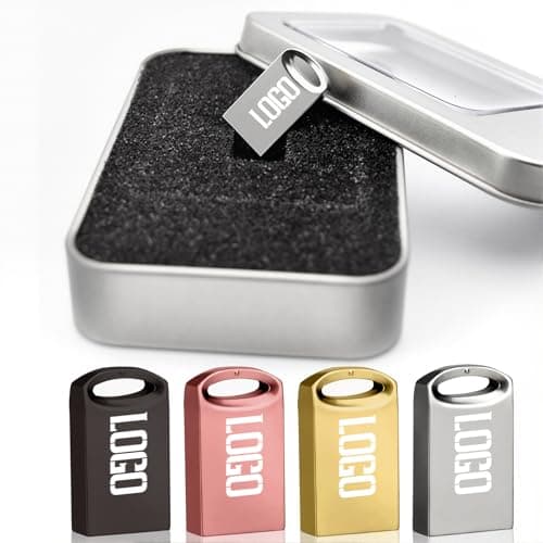 Custom Metal Mini USB Drive, Personalized Small Flash Drive for Business Gifts, Promotional Giveaways, Corporate Branding, Event Souvenirs, Trade Shows, with Optional Gift Packaging (50,1 GB)
