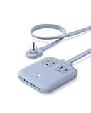 Anker Travel Power Strip, Anker Nano 67W Max 6-in-1 USB C Charger, 2 AC, 2 USB A and 2 USB C, 5ft Thin Undetachable Flat Plug Extension Cord with Multiple Outlets, Travel Essentials, Cruise Essentials