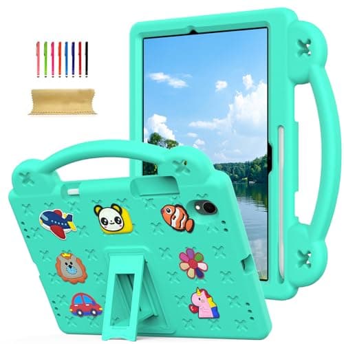 Dteck For Samsung Galaxy Tab S11 11" (SM-X730) Kid-Friendly Shockproof Case with Handle/Kickstand/Stylus Pen Holder Slot, Cute 3D Cartoon Protective Lightweight EVA Foam Tablet Back Cover Shell, Green