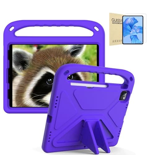 Tyasnz Kids King Kong Full Armor EVA Case for Xiaomi Pad 7/ Pad 7 Pro 11.2" Lightweight,Shockproof,Rugged,Heavy Duty Support Case with 2 Tempered Glasses (Purple+Tempered Glasses)