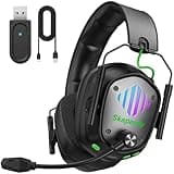 SKAPENDY Wireless Gaming Headset for PS5 Gamers, 2.4GHz ≤20ms Low Latency & Bluetooth, 50mm Driver for 3D Surround Sound, ENC Mic - 50H Battery, Compatible with PC PS5 PS4 Switch Mobile