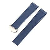 ILAZI Rubber Watch Strap Suitable For Tag H Euer Diver AQUARACER Series Replacement Watch Accessories Parts 22mm, 20.5mm, 21.5mm WatchBands(Blue siver buckle,20.5mm)