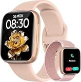 Smart Watch for Women, 1.85" AMOLED Ultra-Clear Screen Smartwatch Compatible iPhone/Samsung/Android, 100+ Sport Modes Fitness Tracker with Heart Rate/SpO2/Sleep Monitor (Pink / 2 Bands)