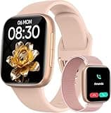 Smart Watch for Women, 1.85" AMOLED Ultra-Clear Screen Smartwatch Compatible iPhone/Samsung/Android, 100+ Sport Modes Fitness Tracker with Heart Rate/SpO2/Sleep Monitor (Pink / 2 Bands)