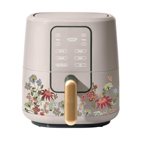 3 Quart Compact Air Fryer with Ceramic Nonstick Basket, Countertop Cooking Appliance (Wildflower Porcini Taupe)