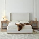GEWOTMP King Size Upholstered Bed Frame, 52.5" Tall Headboard Hosford Wingback Platform Bedframes, Wood Base Floor Beds, No Noise, No Box Spring Needed, Minimalist, Cream White Boucle