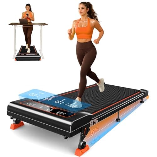 Rockare Walking Pad Treadmill with Incline Under Desk Orange