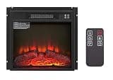 Electric Fireplace Insert, Electric Fireplace Heater, 18 Inch 1400W Slim Black, Remote Control, Realistic Flame, Log Set, LED Screen, Touch Button, Timer