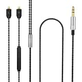 SE215 Pro Microphone Cable Compatible with Shure SE215, SE215 Pro, SE315, SE425, SE425 Pro, SE535, SE846, UE900 Earbuds, MMCX to 3.5mm Earphone Cable, 4ft(Black)