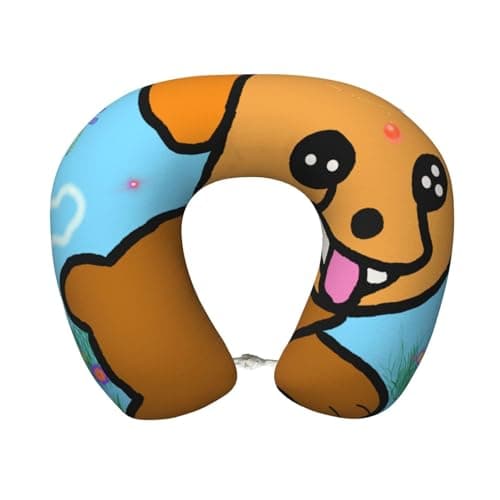 WSSYYBF Running Cartoon Dog Memory Foam Travel Pillow.Soft Memory Foam Travel Pillow with U-Shaped Neck Support,Plush Pillowcase,and Hidden Zipper