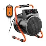 VEVOR Greenhouse Heater, 1500W Electric Space Heater with Thermostat, Fan & High Heat Modes, 25° Adjustable Angle, IPX4 & Overheat Protection, for Grow Tent, Greenhouse, Flower Room, Home Office